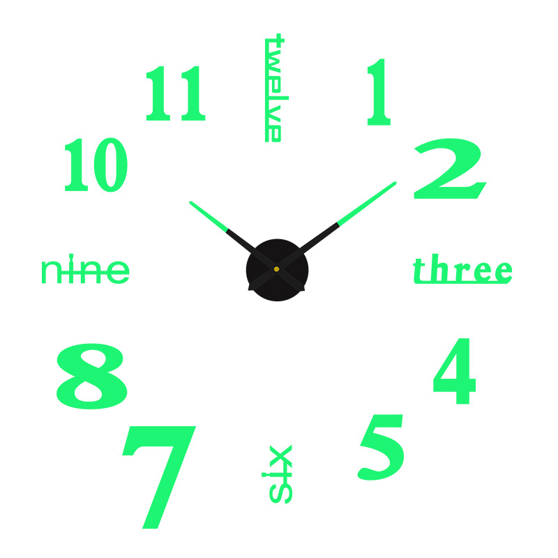 Gran creativo luminoso mudo Reloj de pared DIY sala de estar tridimensional reloj decorativo reloj digital acrílico etiqueta de la pared reloj