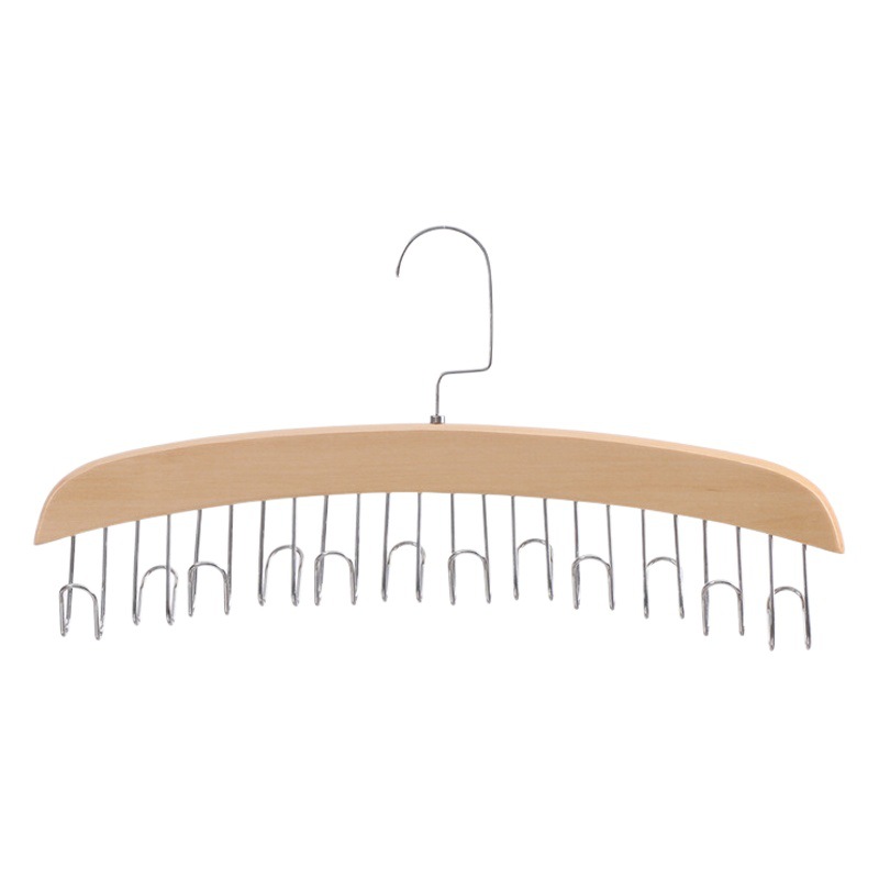 Multi-Hook Waved Sling Hanger Underwear Silk Scarf Hanging Solid Wood Belt Hat Storage Hook Bag Hanger