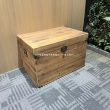 复古原木箱带锁实木箱定 制仿古箱子装饰旧木箱号储物箱