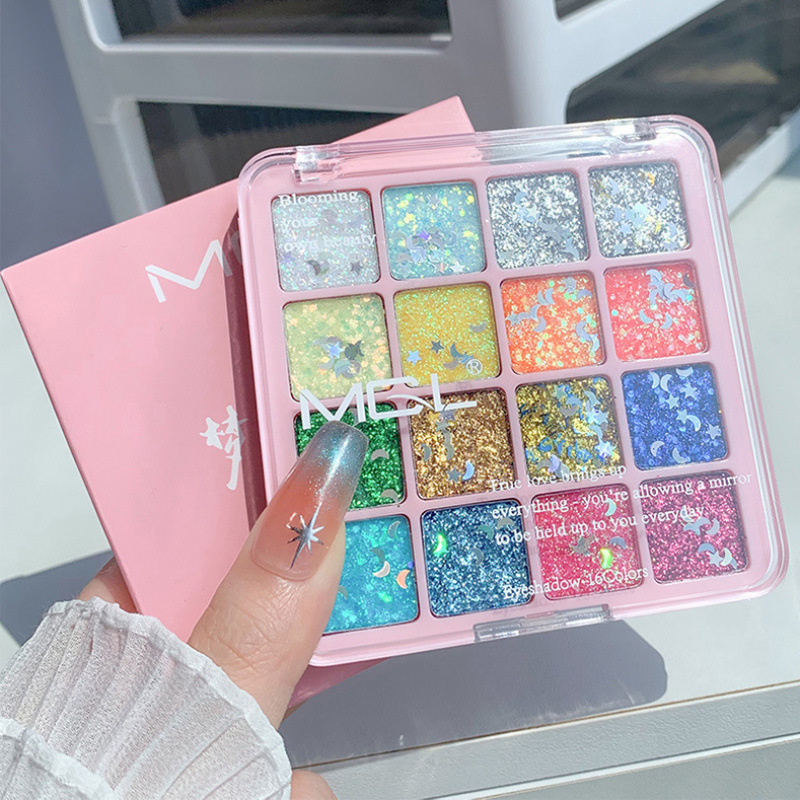 Mgl16 Color 9-Color Gel Glitter Eyeshadow Palette with Sparkling Glitter, Pearlescent Matte, Fine Shimmer for Stage Makeup Performance