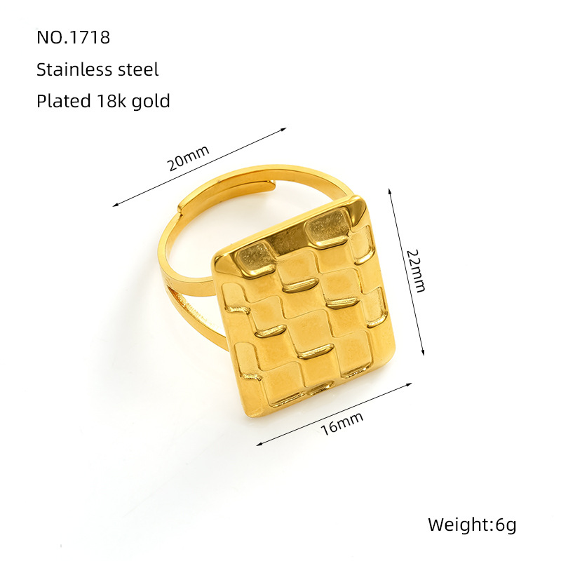 Nuevo anillo ajustable geométrico retro de acero inoxidable, anillo de nicho de personalidad, anillo de sensación premium chapado en oro de 18k para mujer