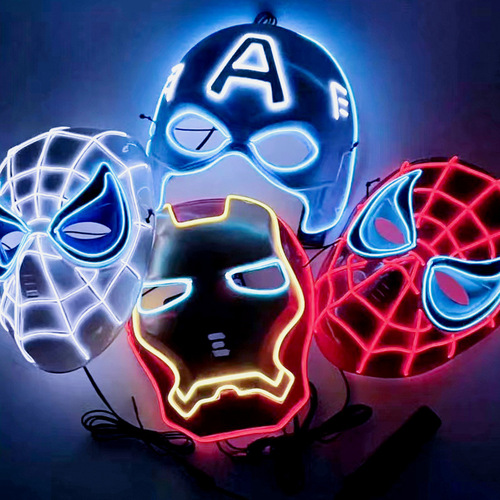 New Led hero glow Halloween Spider-Man America face captain cos flash Avengers hero face