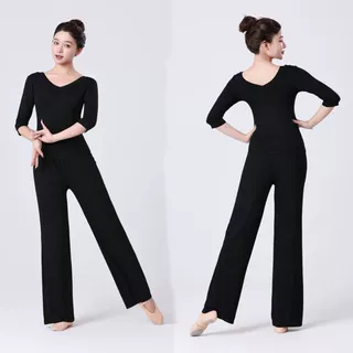 舞蹈艺考形体服舞学生训练服阔腿裤圆领形体裤练功服套装现货速发