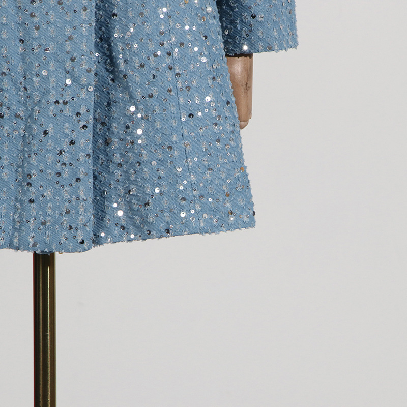 Women's Clothing Elegant Women's Dress With Pearl Embellishments & High Waist Design - Fashionable Long Sleeve A-Line Mini Dress For Summer​_voghion.com