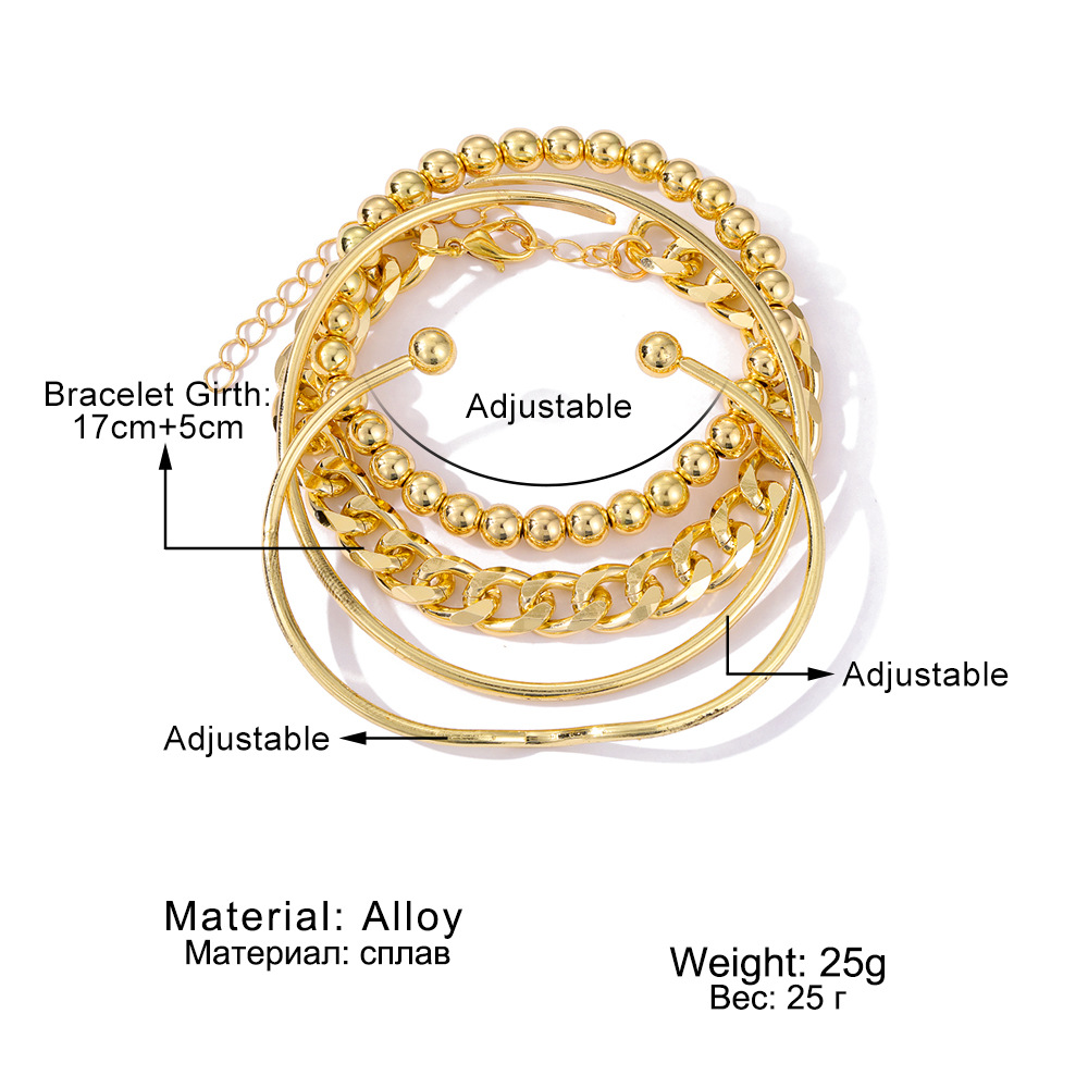 Retro Chain Bangle Bracelet Simple Open Stacking Hand Jewelry_voghion.com