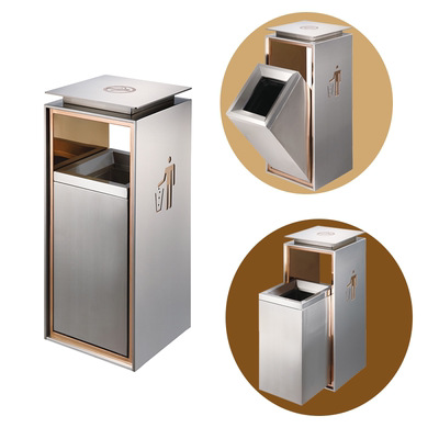 Salón del hotel de acero inoxidable de mármol de basura salón del hotel de ascensor al aire libre estilo europeo vertical con cenicero