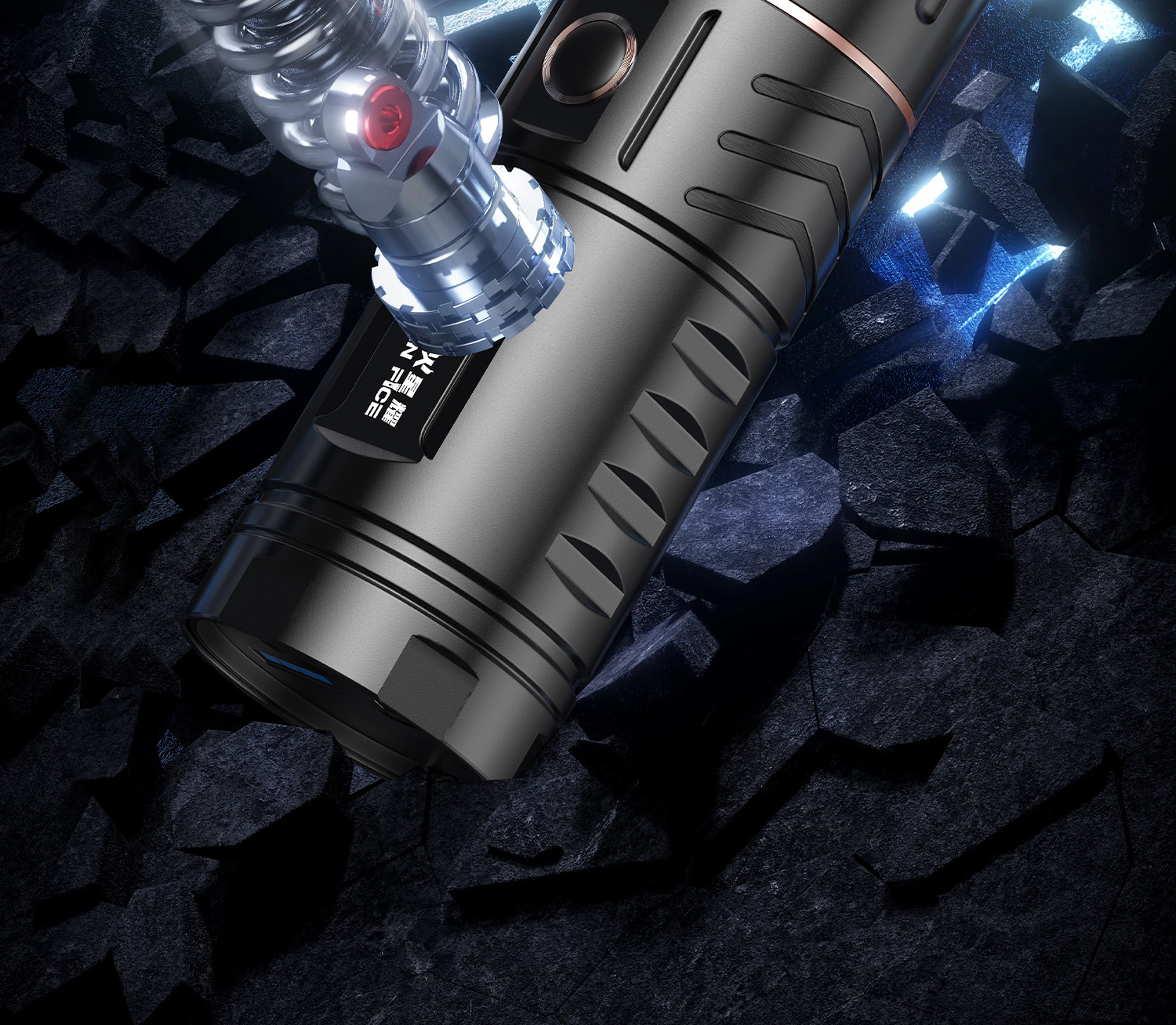 Cross-Border Hot-Selling Aluminum Alloy Flashlight with Smart Display, Ultra-Bright Work Light, Zoomable, Flashing, Portable Flashlight with Strong Light