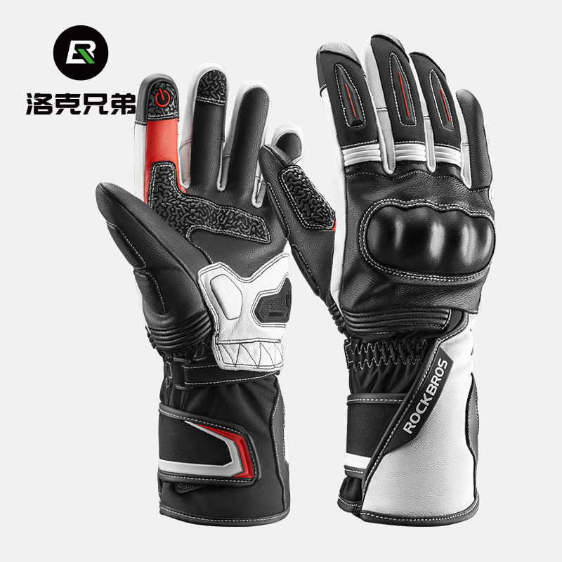 로크 브라더스 오토바이 승마 장갑 남자의 모든 손가락 긴 따뜻한 방풍 오토바이 겨울 기사 장비