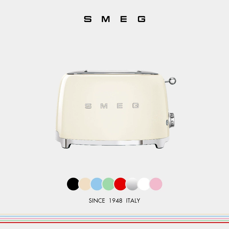 Smeg TSF01 Italian Retro Toaster, Two-Slice Toaster, Stainless Steel