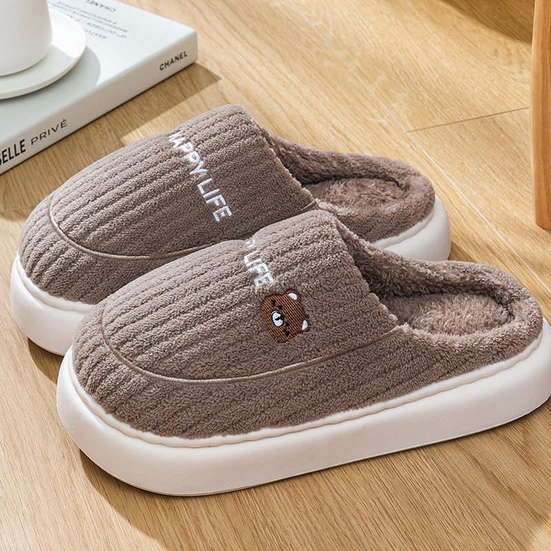 Pantuflas de algodón para mujer, nuevo estilo de otoño e invierno, antideslizantes para interiores, pantuflas cálidas para hombre, invierno.