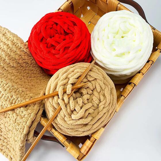 7mm chenille ice bar baby line coarse wool hand-knitted scarf line slippers line handmade diy stick needle wholesale