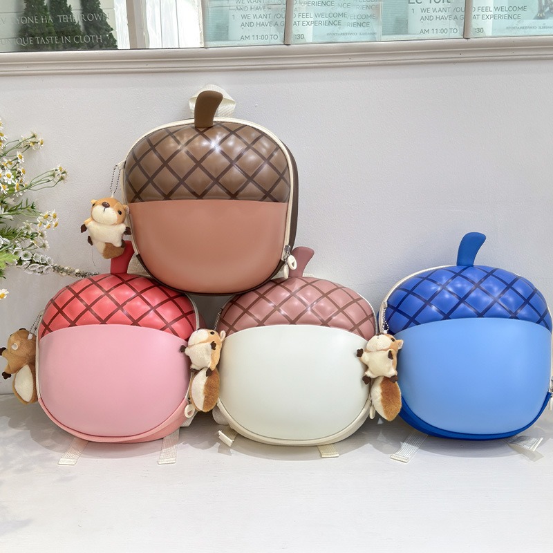 Nuevas mochilas de jardín de infantes para niños con cáscara de huevo, mochilas para niños Eva, colgantes lindos, mochilas para niños