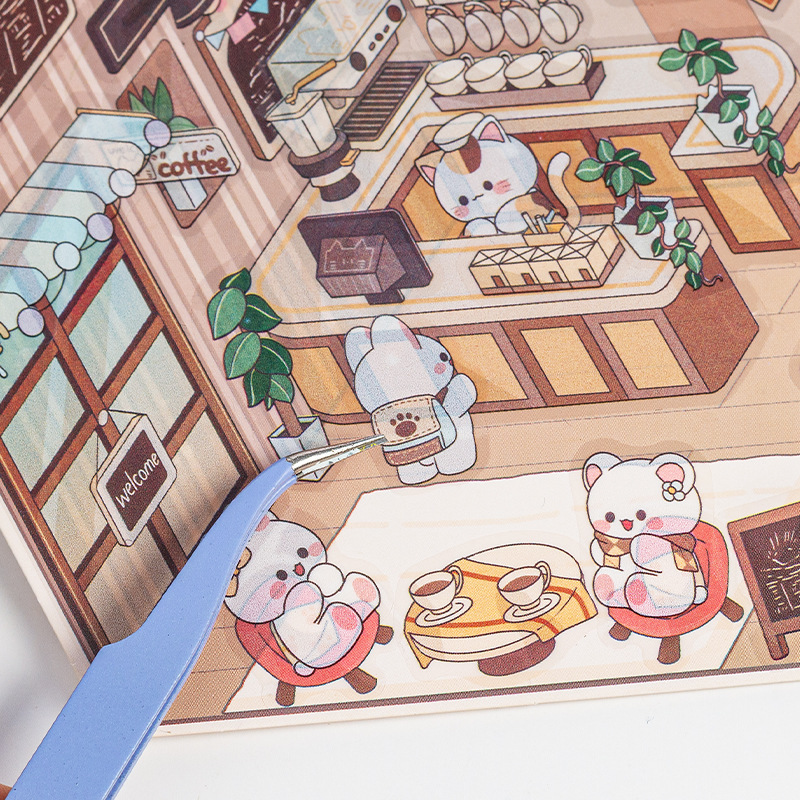 Fairy Tale Town 3D paisaje tridimensional pegatinas pet diy creativo miniatura dibujos animados contabilidad decoración escenas pegatinas de acertijo