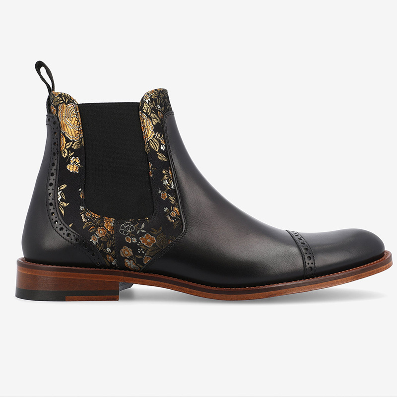 Botas de cuero de hombre de comercio exterior transfronterizo Botas de cuero bordadas Botas de cuero de hombre Botas Martin Botas de cuero de hombre grandes