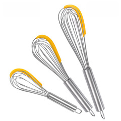 Stainless Steel Whisk with Scraper, Manual Mixer for Whipping Cream, Egg Whites, and Batters—Kitchen Baking Tool