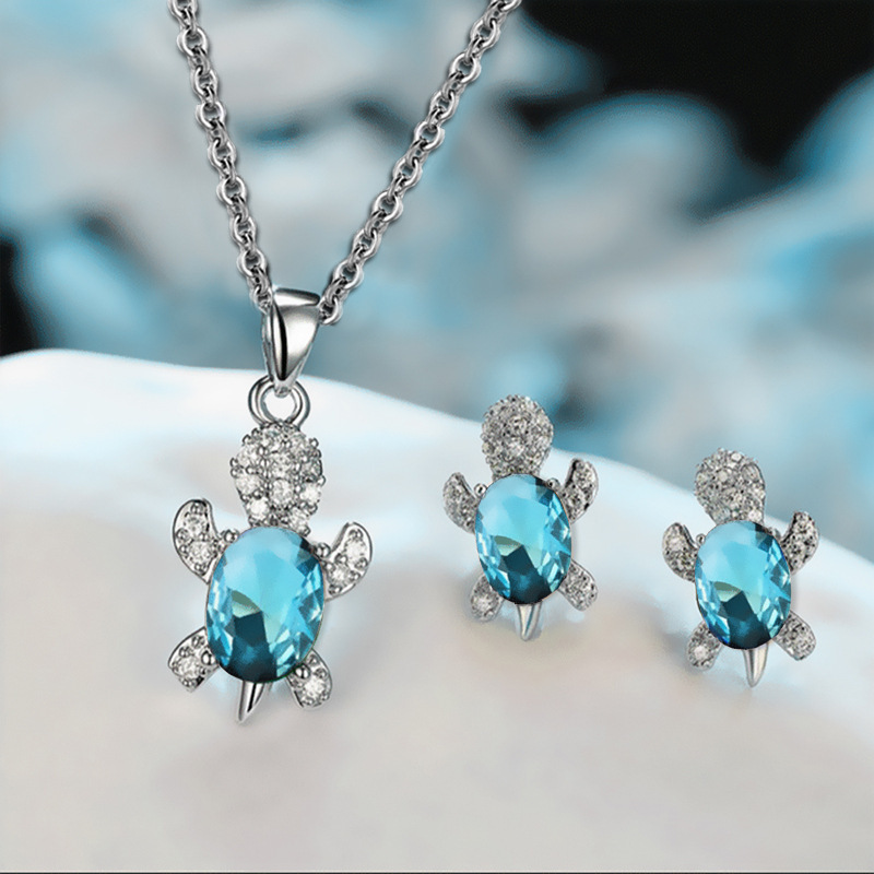 Yunjin europeo y americano Venta caliente moda nicho diseño tortuga pendientes collar traje animal femenino serie joyería al por mayor