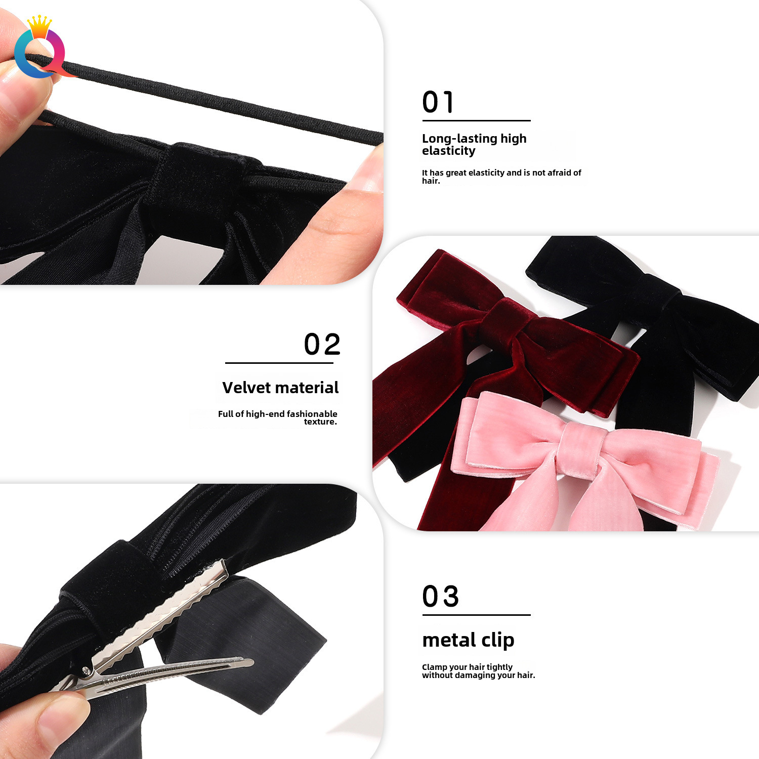 Qiyue bogen haarnadel Südkorea band stirnband samt einfache entenschnabel clip weibliche krawatte haar zubehör großhandel_voghion.com