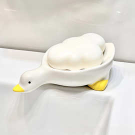 可爱鸭子肥皂盒不积水浴室洗手台沥水香皂盒免打孔香皂置物架皂碟