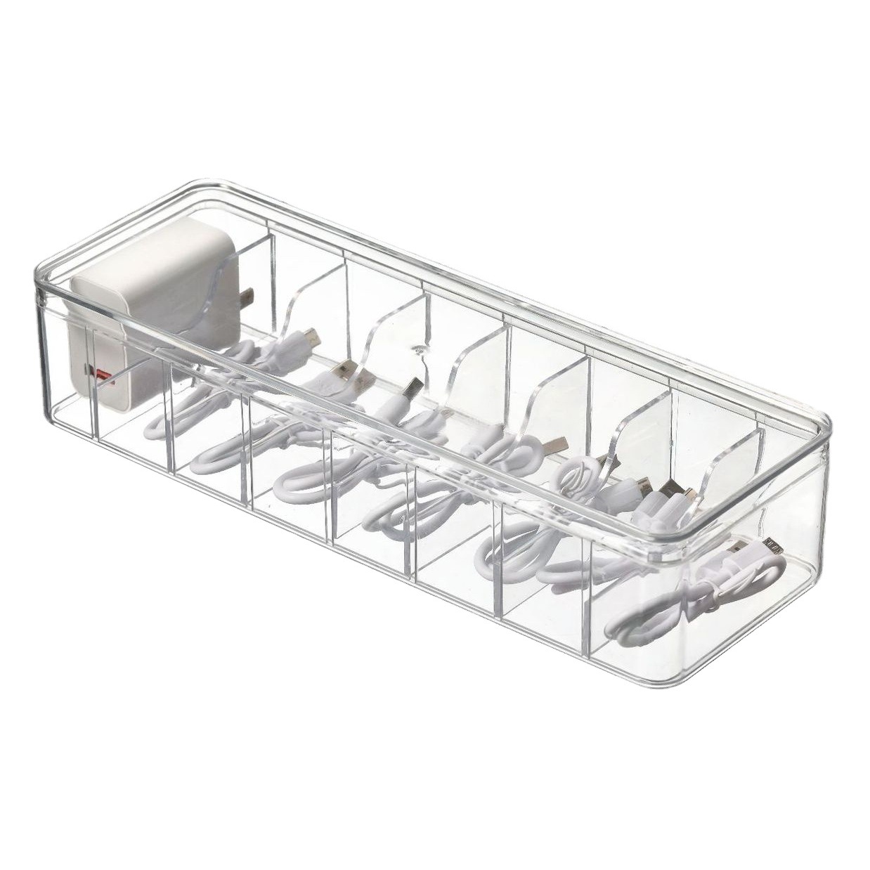 A prueba de polvo caja de cable de almacenamiento Hub caja de organización cable de datos de escritorio caja de almacenamiento teléfono móvil cable de carga cable de alimentación hebilla