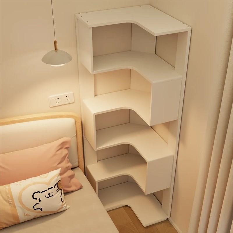 Home Living Room Corner Wall-Mounted Storage Rack Multi-Layer Corner Storage Rack Partition Storage Rack Corner Organizing Bookshelf