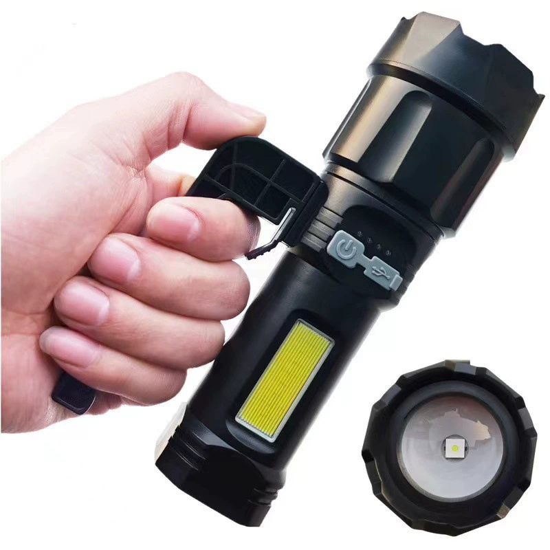 Travel telescopic handheld removable work flashlight with laser, (Cross-border trading)