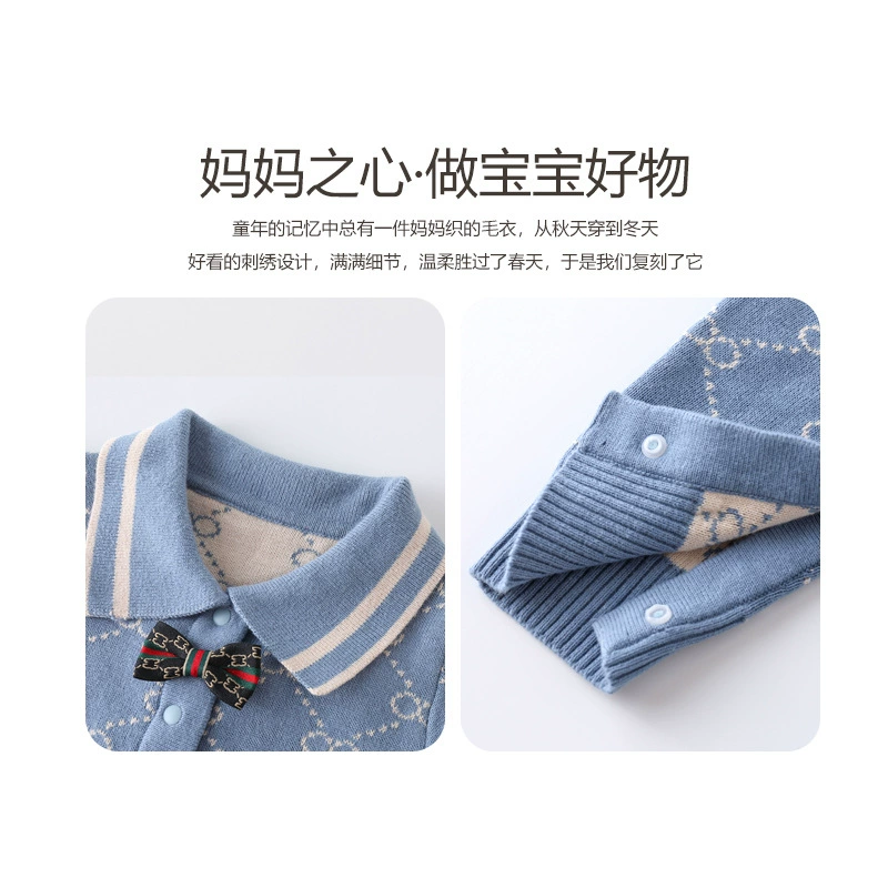Children's autumn overall, knitted sweater for new born girl's, bodysuit, round collar