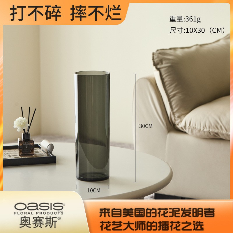 Florero engrosado, decoración, sala de estar, arreglo floral, acrílico, sensación de alta calidad, hidropónico, bambú rico, plástico transparente a prueba de caídas, grande