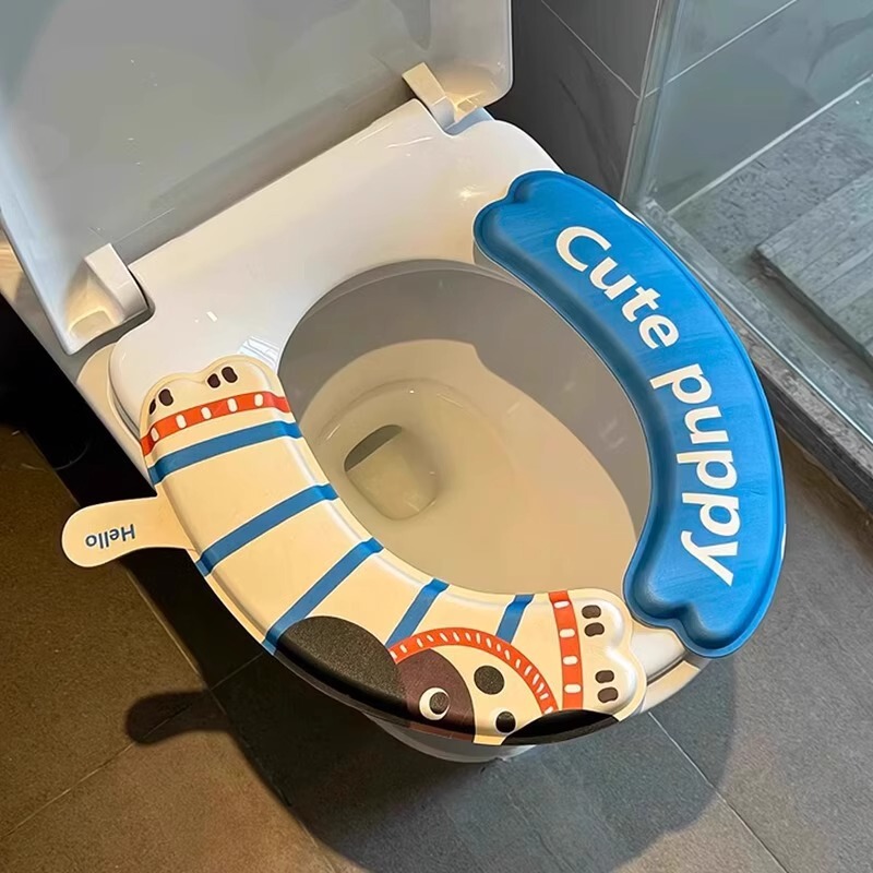かわいい猫トイレマット防水オールシーズンユニバーサル 2025 新しい防水家庭用ツーピース便座クッション|undefined