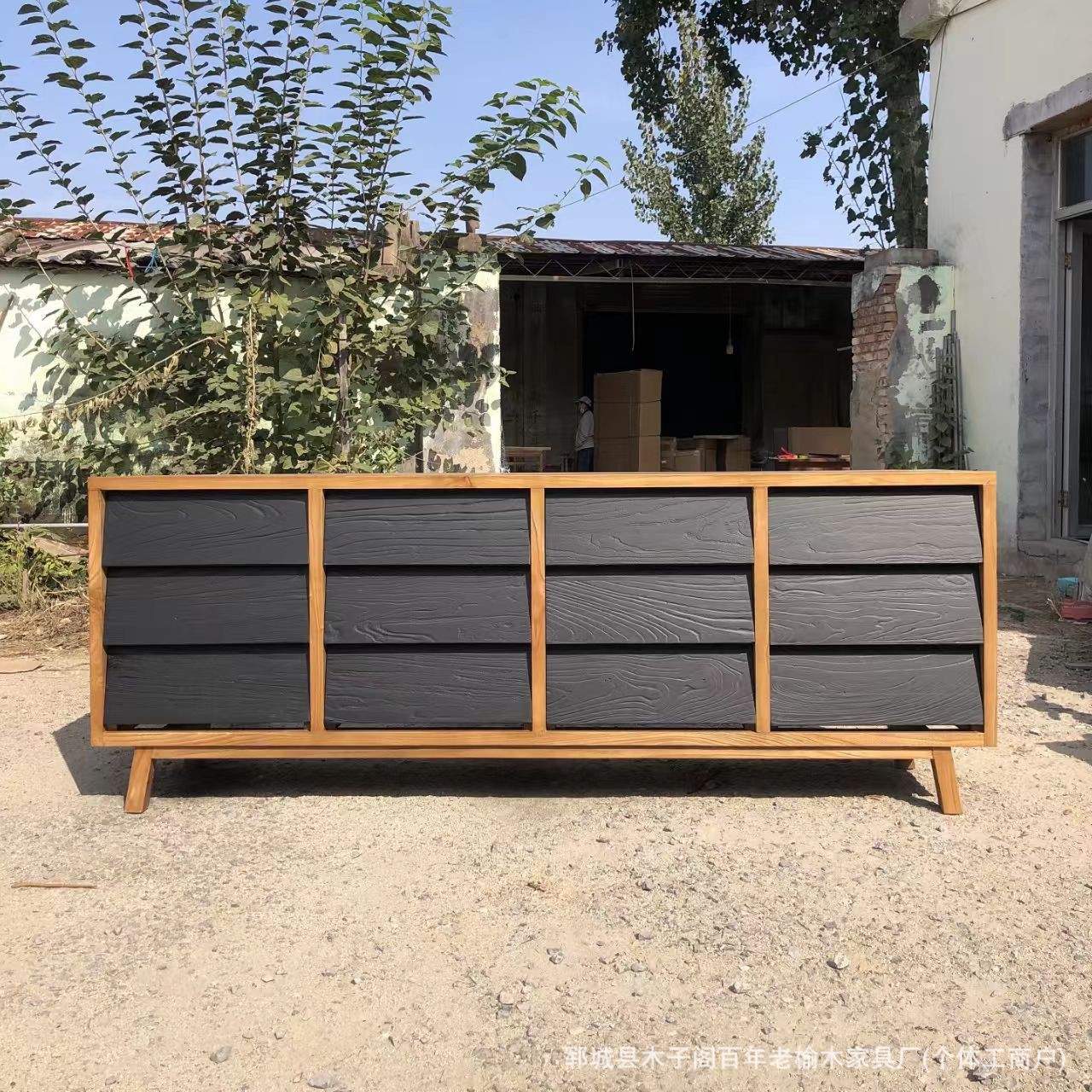 Wabi-Sabi Style Old Elm Sideboard Solid Wood Sideboard Living Room Antique Style Sideboard Retro Entrance Storage Locker