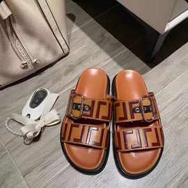 2025夏季新款印花凉鞋半拖鞋勃肯鞋女软胶平底拖鞋舒适外穿防滑厚