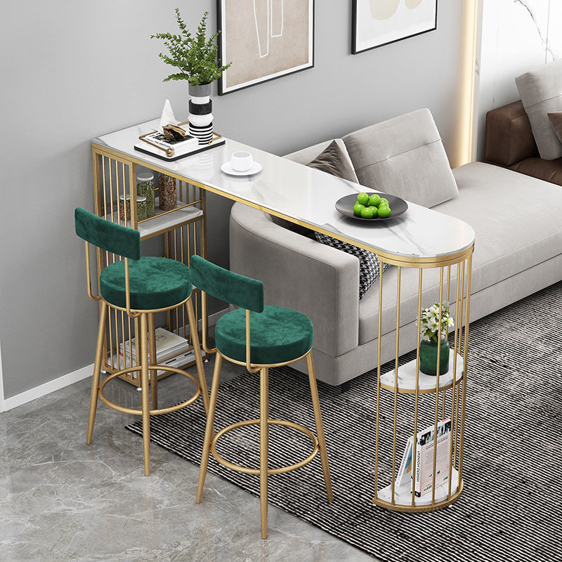 Nordic Style Semi-round Marble Bar Table Household Modern Living Room Wall High Table and Chair Partition Bar Counter