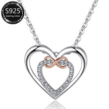 亚马逊爆款S925镀银无限爱数字8项链女欧美简约爱心形吊坠锁骨链