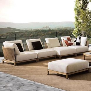 Outdoor Sofa Courtyard Waterproof Sunscreen Hotel Homestay Rattan Balcony Garden Simple Design Leisure Furniture Combination