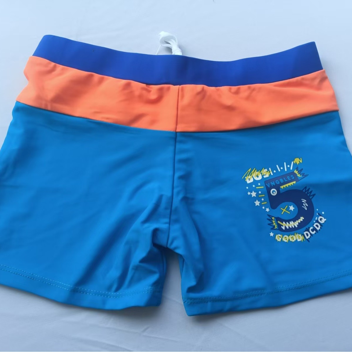 Boys' Elastic Plus-Size Flat-Leg Swimming Trunks, New Summer Plus-Size Nylon Flat Fabric Adult Casual Swimming Trunks