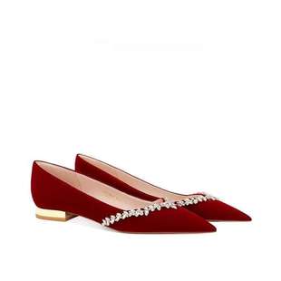 Flat Wedding Shoes for Women 2025 New Chinese Style Beautiful Xiuhe Suit Bridal Shoes That Are Not Tiring for Pregnant Women to Wear Shallow Shoes