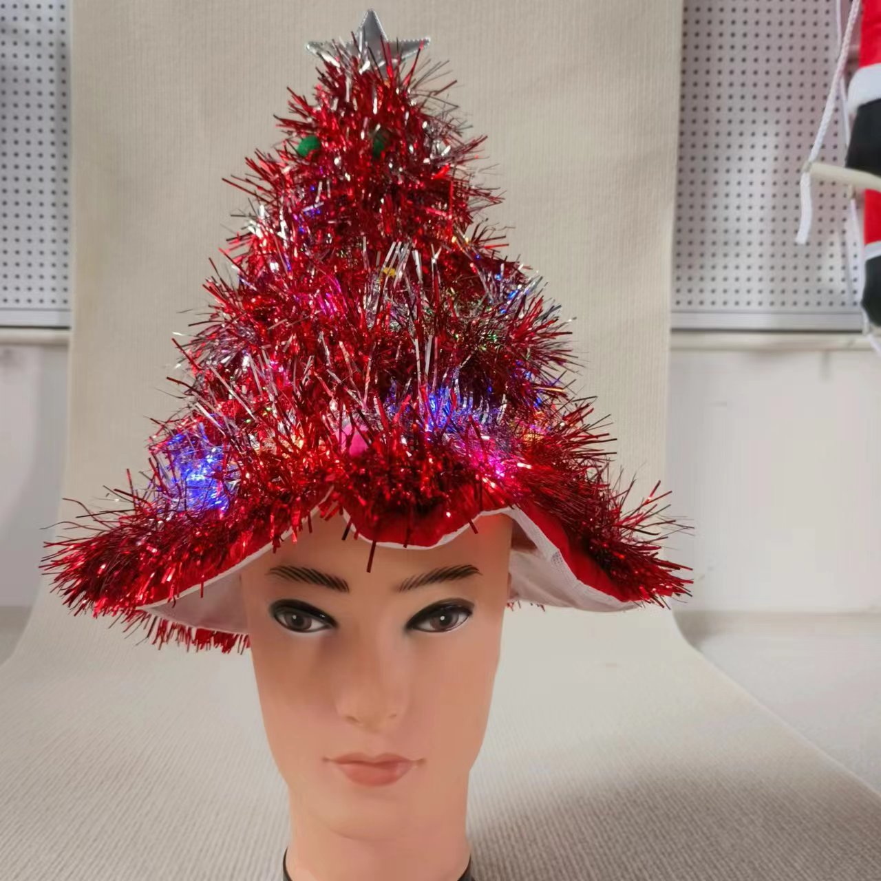 Sombreros de Navidad de lluvia transfronterizos Sombreros de Navidad para decoración de fiesta Sombreros de Navidad árbol de Navidad LED Sombreros de cebolla de Navidad