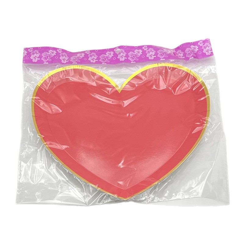 Transfronterizo desechable estampado 7 color platos de papel de amor platos de pastel de cumpleaños platos de bocadillos platos de fiesta platos de diseño