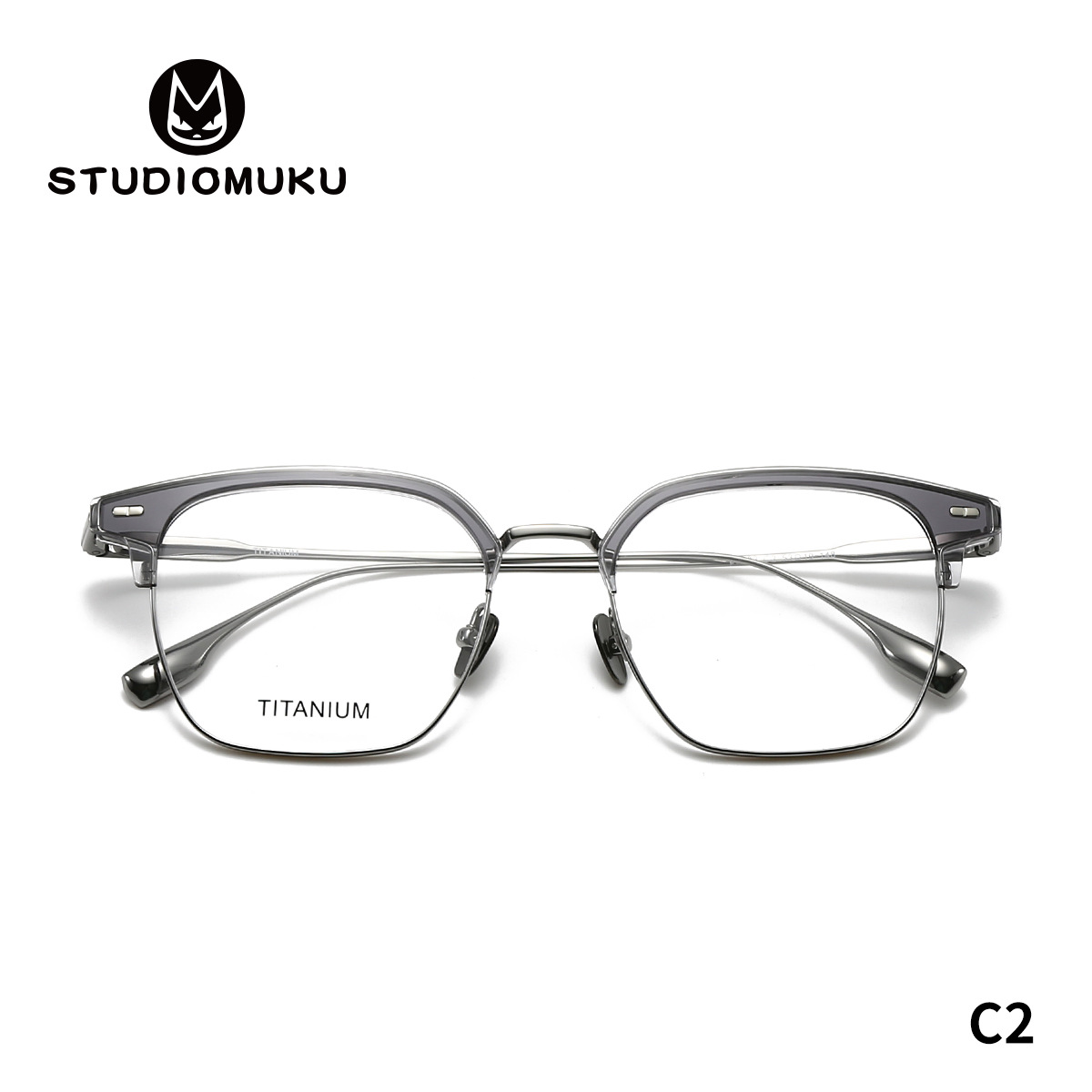 STUDIOMUKU gafas de diseño minimalista de marcos de cejas, diseño de contraste, estilo de ojos retro