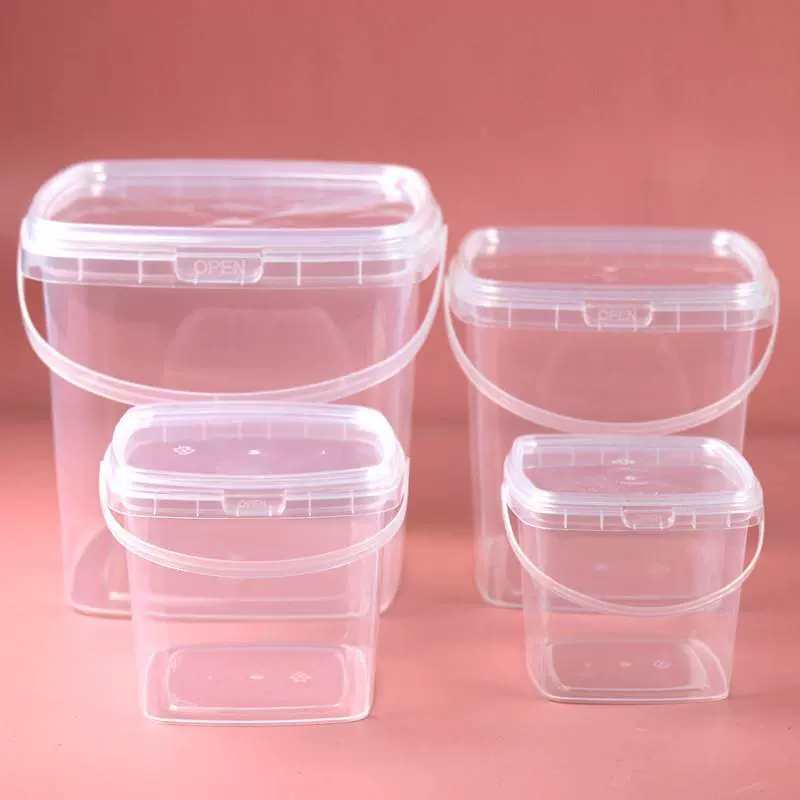 方形手提塑料桶食品级密封桶一次性外卖打包桶玩具零食包装桶批发
