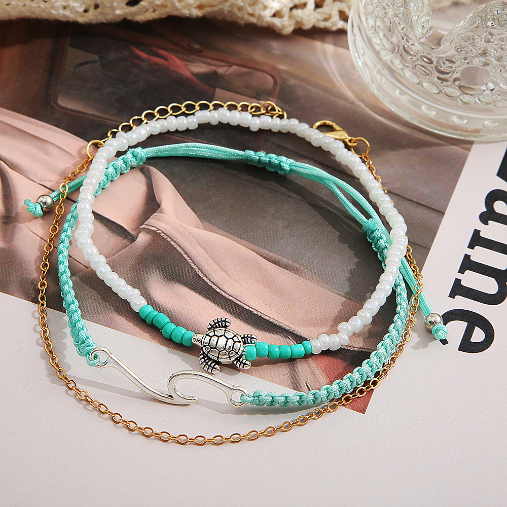 Retro Waves Alloy Knitting Anklet display picture 9