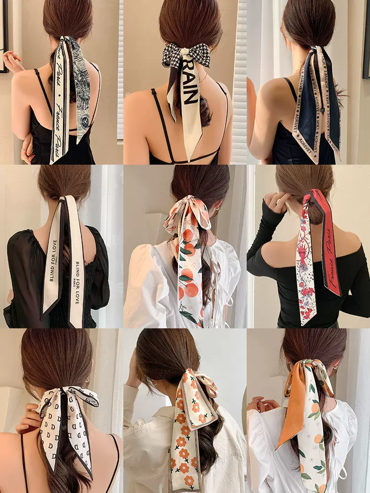 丝巾发带绑发古风春夏薄款超仙丝巾长条高级感飘带头绳丝带头饰女