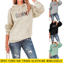 亚马逊eBay跨境连帽卫衣gammy豹纹印花字母个性欧美外套休闲上衣