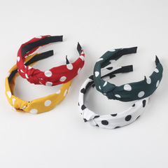 義烏工廠新款髮飾時尚波點頭箍布藝中間打結寬邊發箍韓國頭飾批發