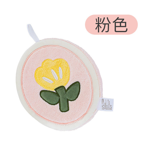 Hangable coral velvet hand towel kitchen bathroom absorbent towel soft breathable cartoon hand towel not easy to fall off