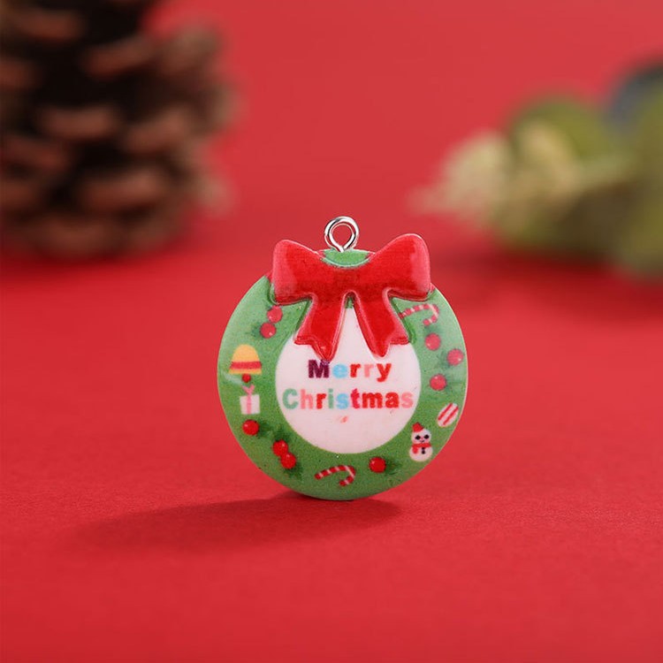 Resina navideña con anillo colgante pequeño colgante accesorios de joyería DIY suministros de decoración de árboles de Navidad adornos colgantes pequeños