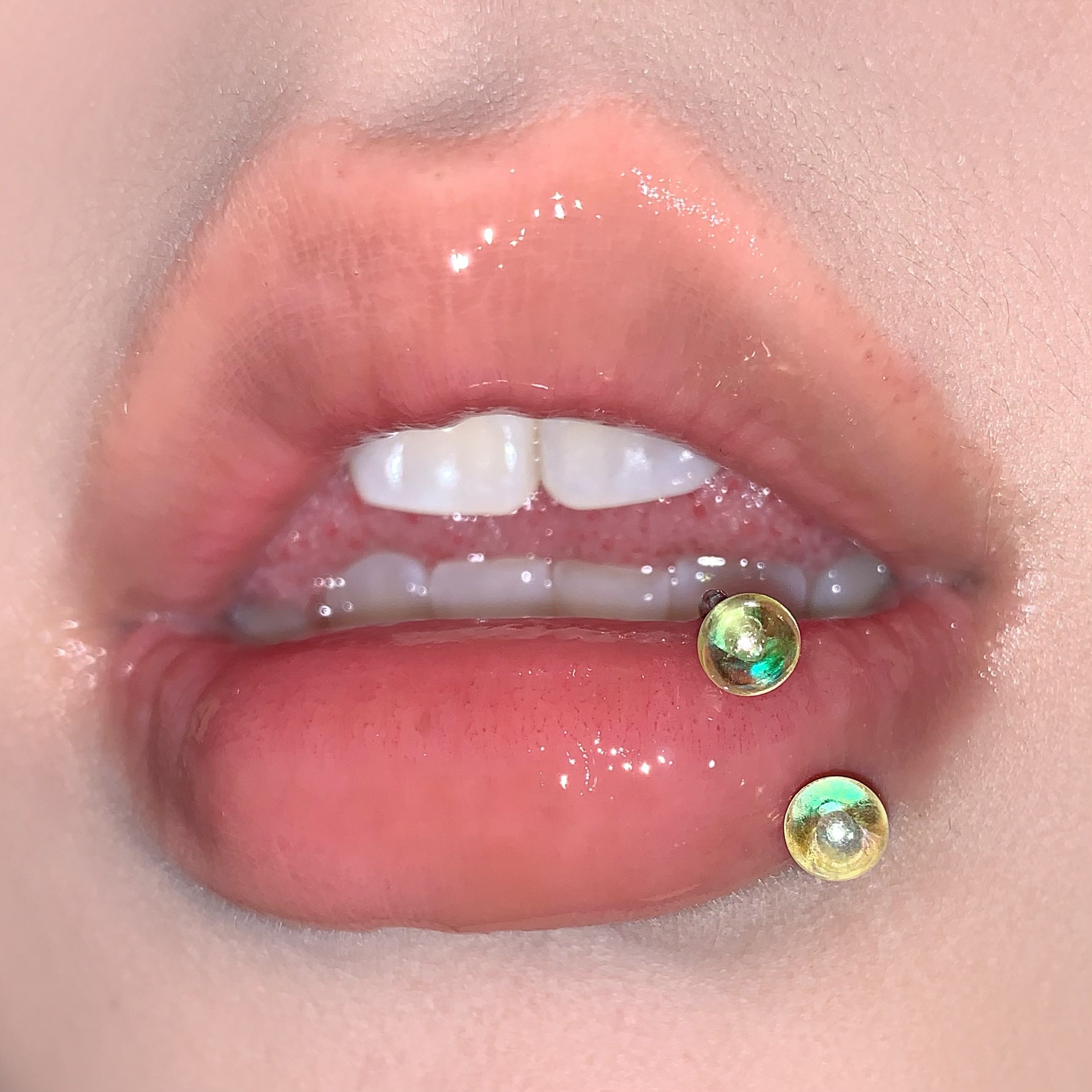 Pointed labret stud close-up product detail