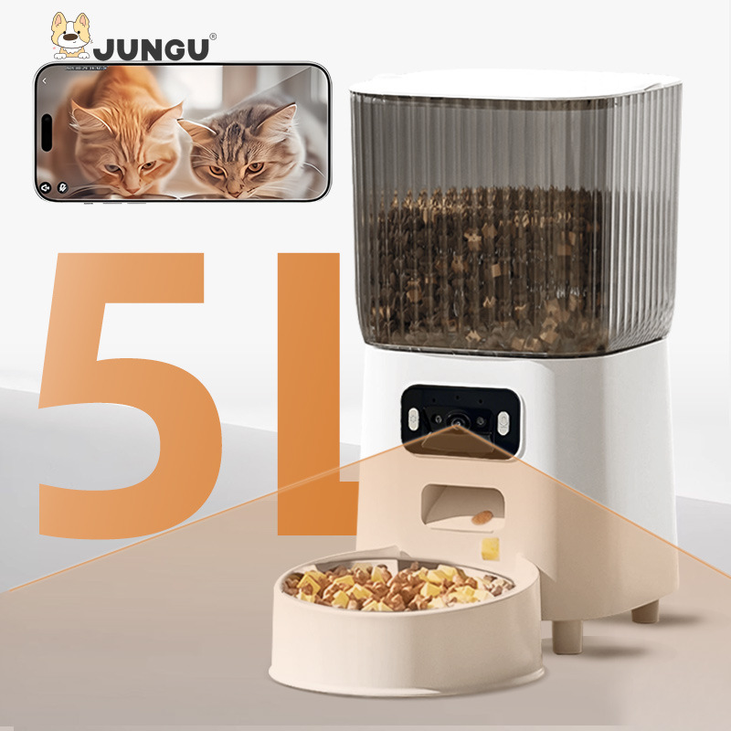 クロスボーダー新製品自動猫用給餌器広角ビデオデュアル周波数5G時限式定量ペットスマート給餌機犬用ボウル|undefined