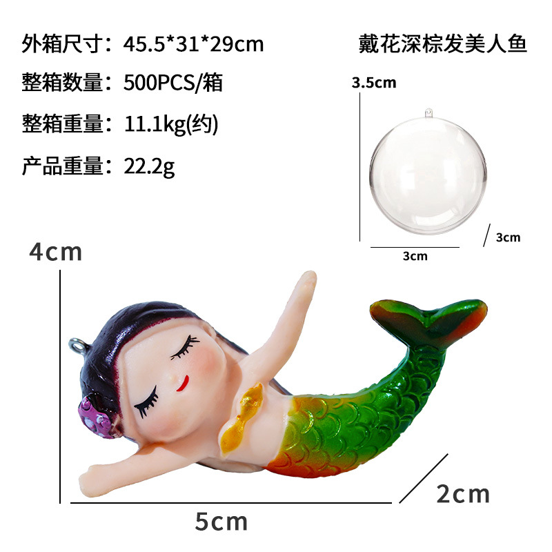 El Uso de flores de pelo marrón oscuro sirena + bola + hilo