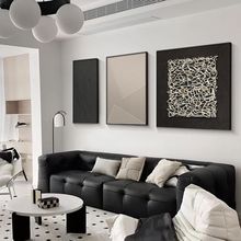 黑白抽象客厅装饰画个性沙发背景墙挂画现代简约高级三联壁画批发