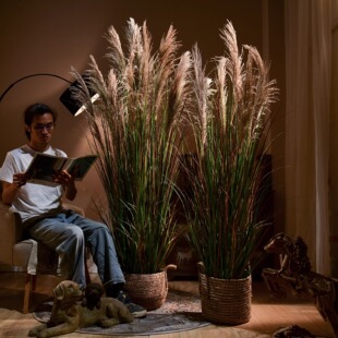 Natural reed grass artificial flower high-end plant fake tree indoor landscaping decoration bionic green plant window dried flower wholesale